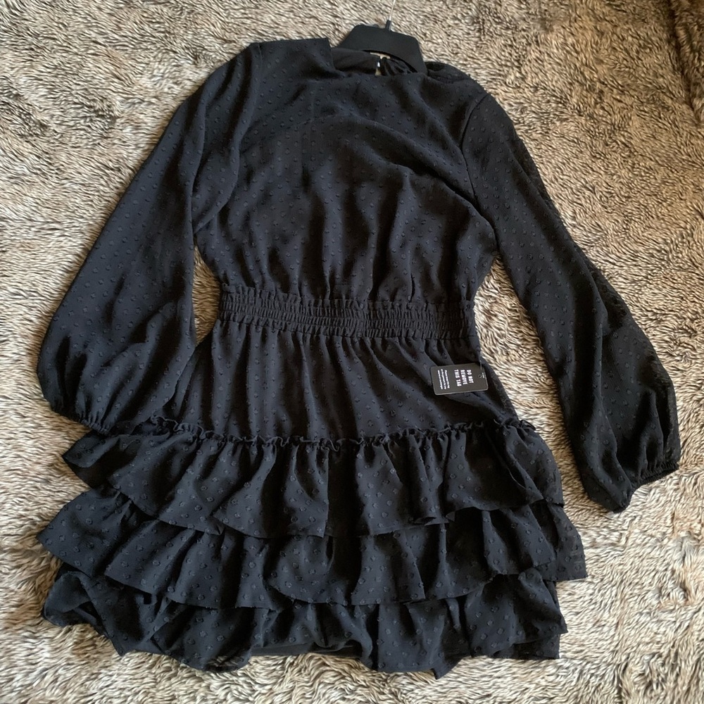 Express ruffle black dress